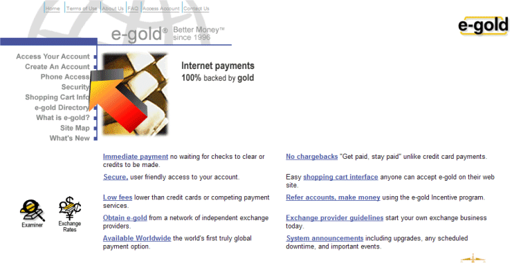 Image of e-gold home page